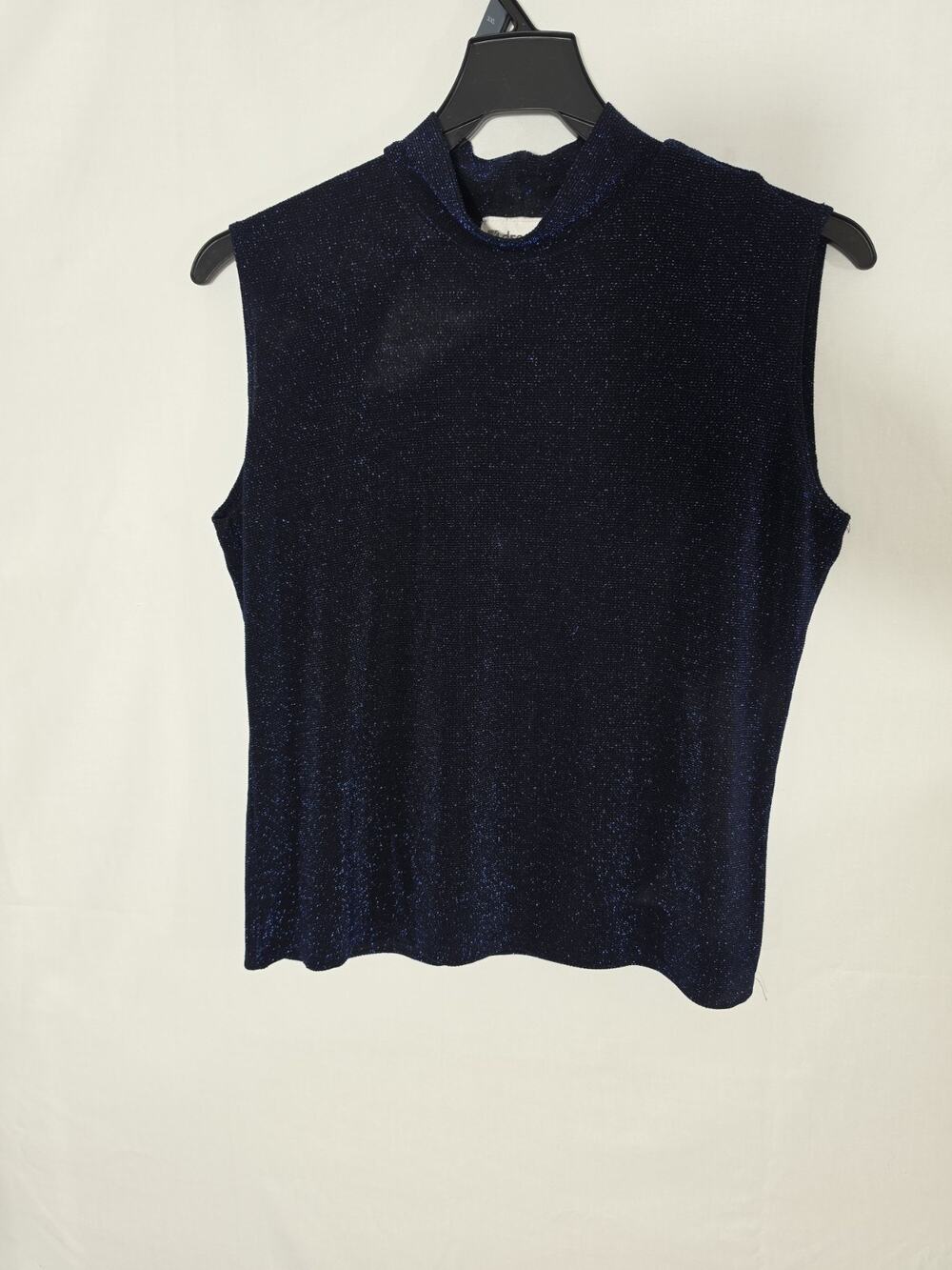 Dressbarn Women's Metallic Blue Blouse Collection Sleeveless Size XL